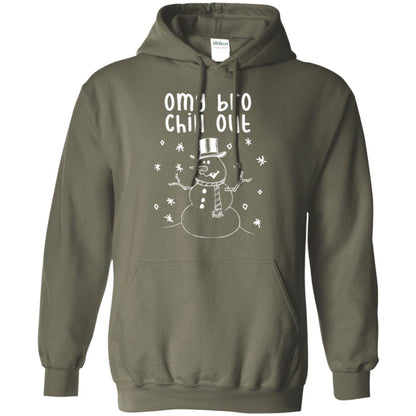 Snowman T-shirt Omg Bro Chill Out Military Green