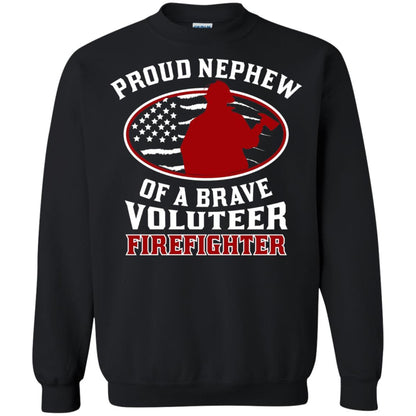 Volunteer Firefighter T-shirt American Flag Proud Nephew Black