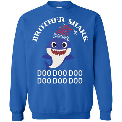 Brother Shark With Santa Claus Hat Merry X-mas Family Shark Gift Shirt Royal