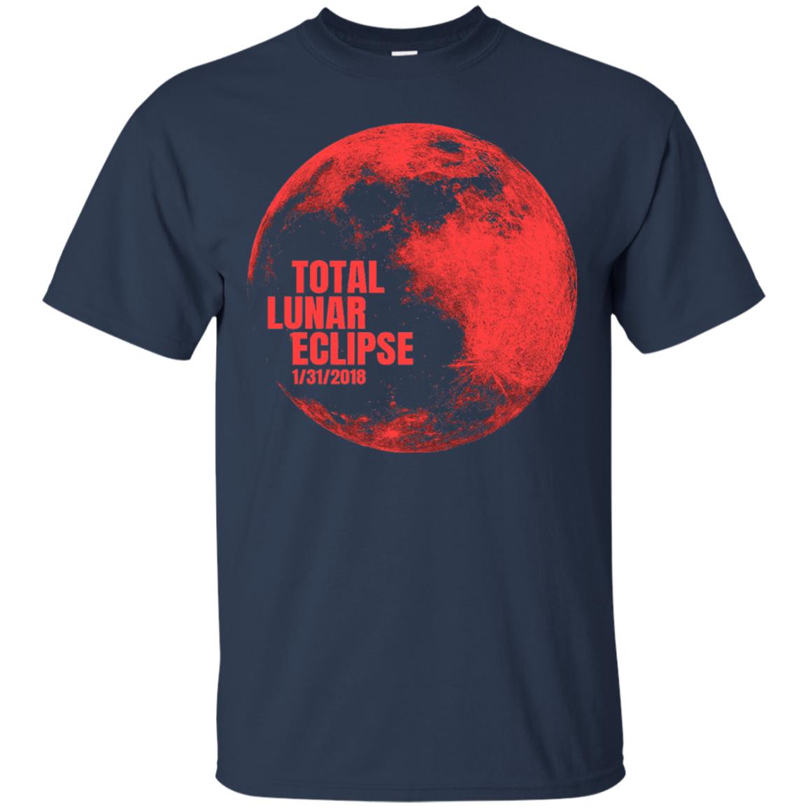 Total Lunar Eclipse 2018 Blood Full Red Moon T-shirt Navy