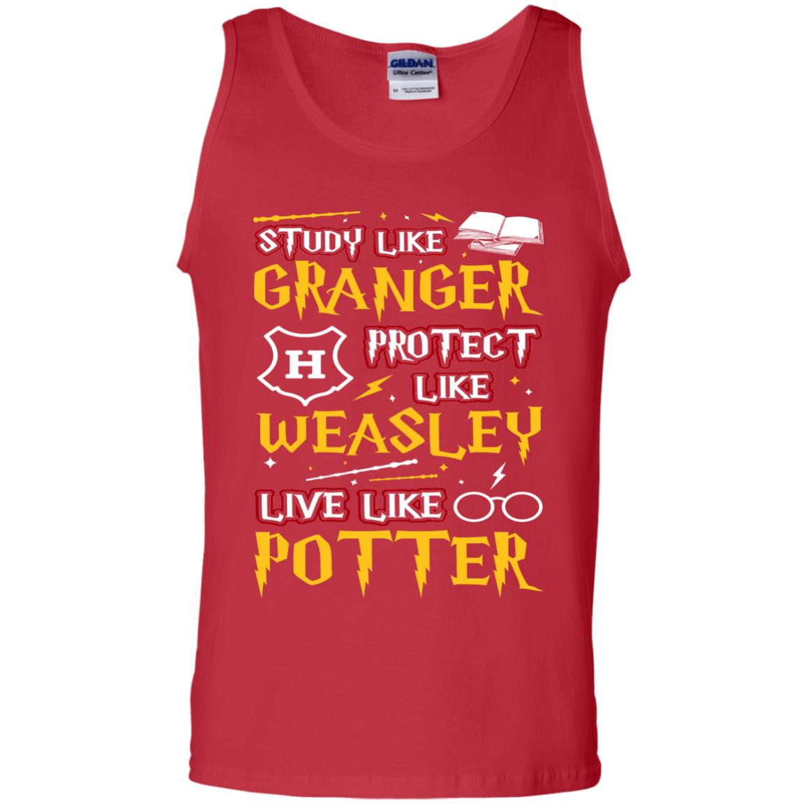 Study Like Granger Protect Like Weasley Live Like Potter Harry Potter Fan T-shirtG220 Gildan 100% Cotton Tank Top