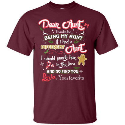 Dear Aunt Thank For Being My Aunt Christmas Holiday T-shirt Maroon