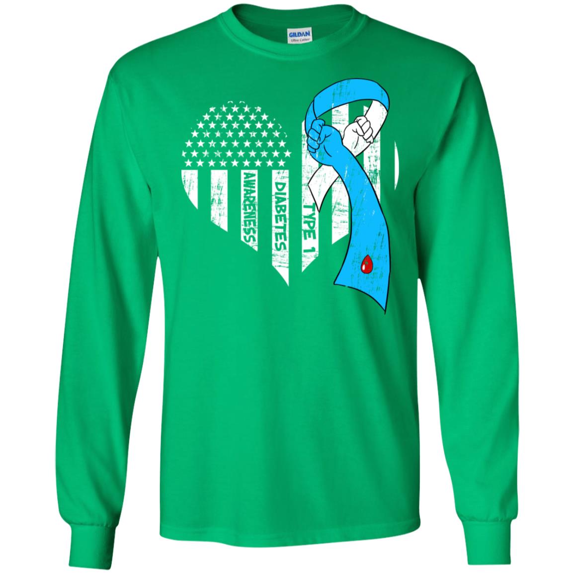 Diabetes Awareness Type 1 Ribbon Flag Shirt Irish Green