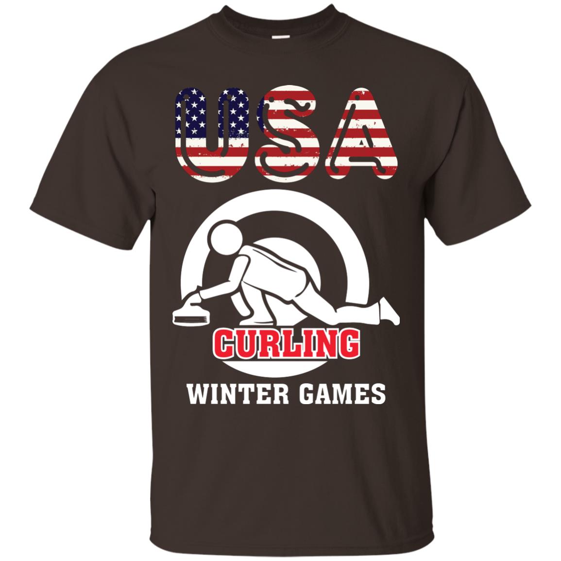 Usa Curling Winter Games Curling Lover T-shirt Dark Chocolate