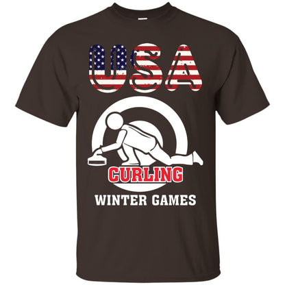 Usa Curling Winter Games Curling Lover T-shirt Dark Chocolate