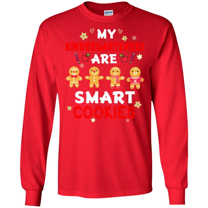 My Kndergarteners Are Smart Cookies X-mas Gift Shirt For Kindergarten Teachers Red