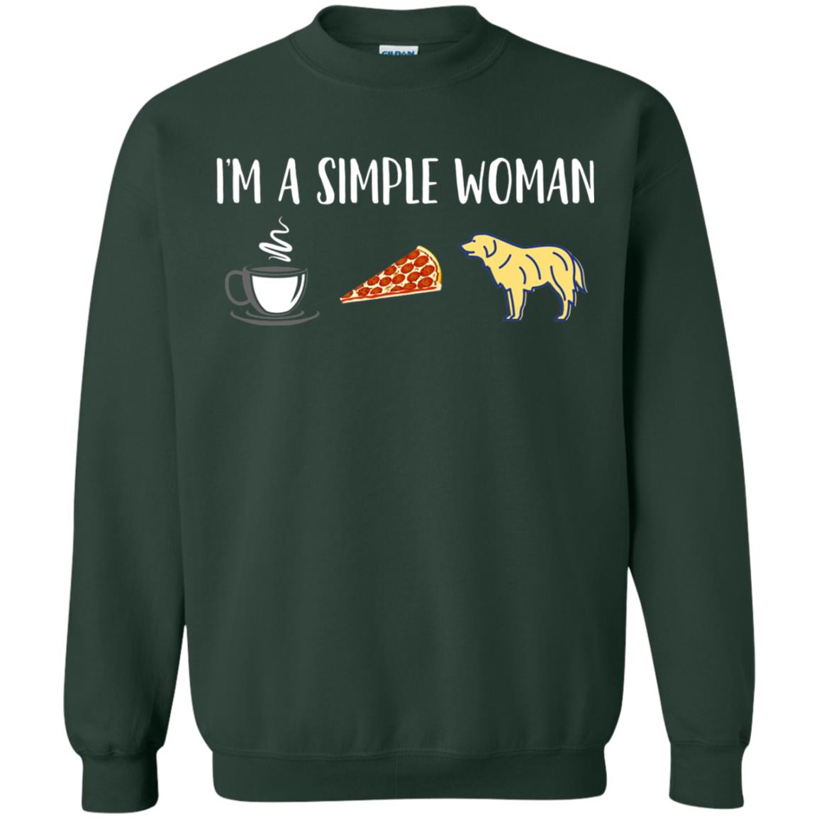 Im A Simple Woman Coffee Pizza Golden Retriever Lover Shirt Forest Green