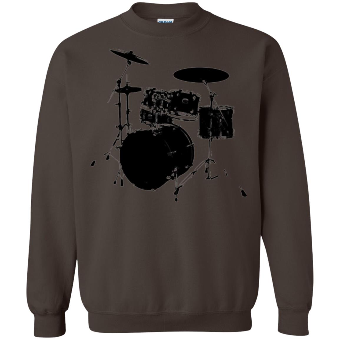 Drum Lovers T-shirt Drum Kit Stencil Print Dark Chocolate