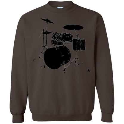 Drum Lovers T-shirt Drum Kit Stencil Print Dark Chocolate