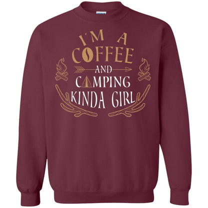 I'm A Coffee And Camping Kinda Girl Shirt Maroon