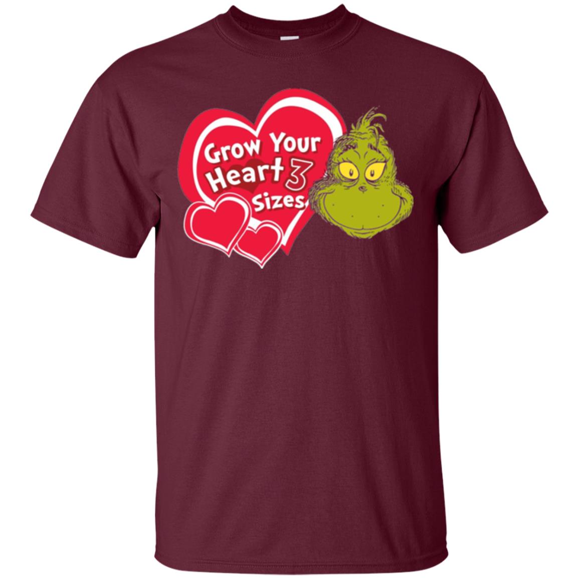 Dr. Seuss Grinch T-shirt Grow Your Heart 3 Sizes Maroon