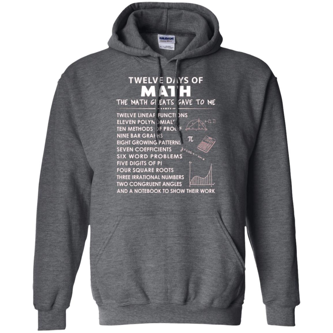Math T-shirt Twelve Days Of Math Dark Heather