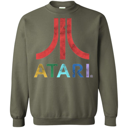 Colorful Retro Atari Gaming Logo T-shirt Military Green