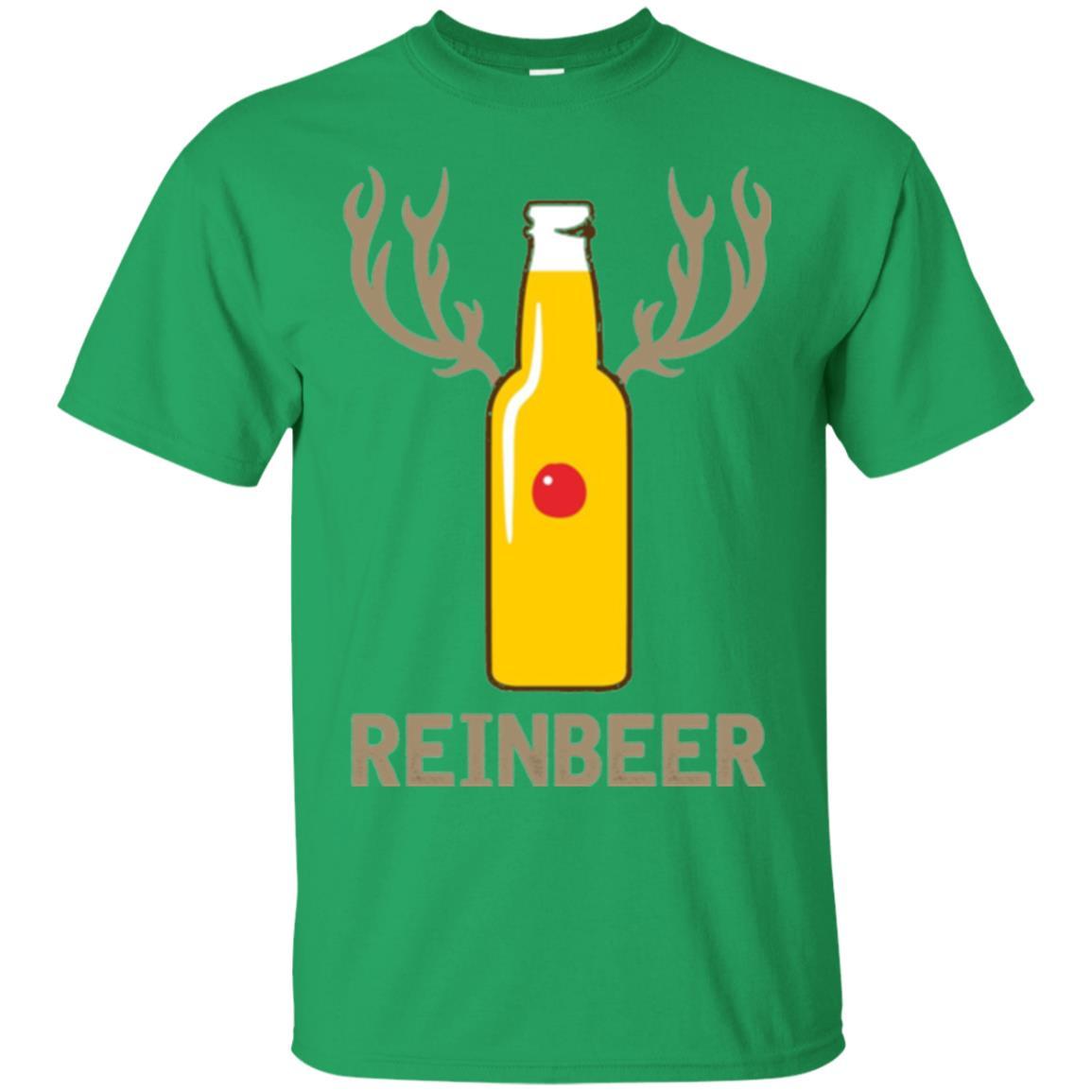 Christmas T-shirt Reinbeer Bottle Drinking Irish Green