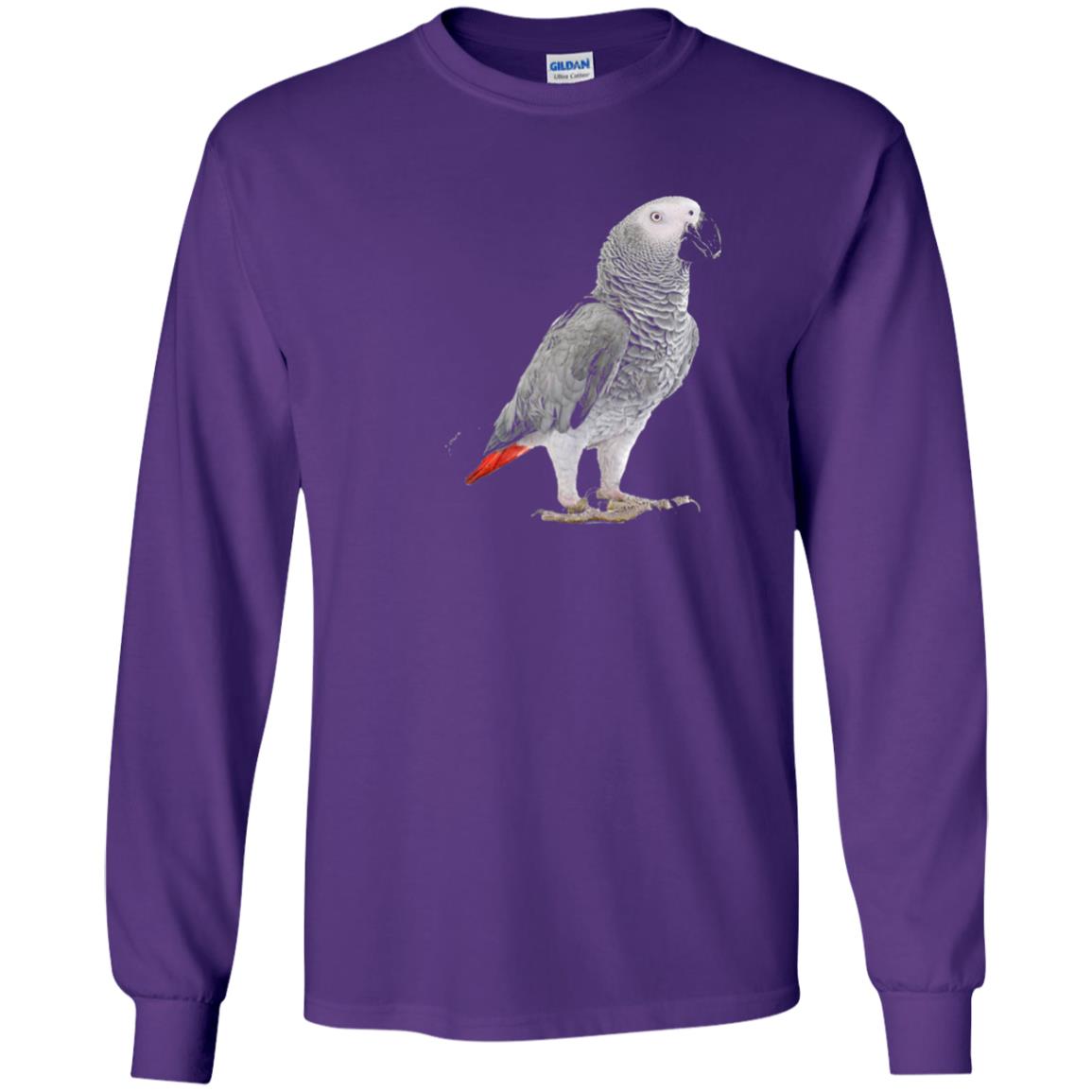 Funny African Grey Parrot Bird T-shirt Purple