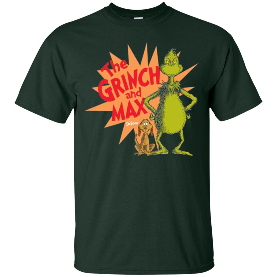 Cartoon T-shirt Dr. Seuss Grinch And Max Burst Forest Green