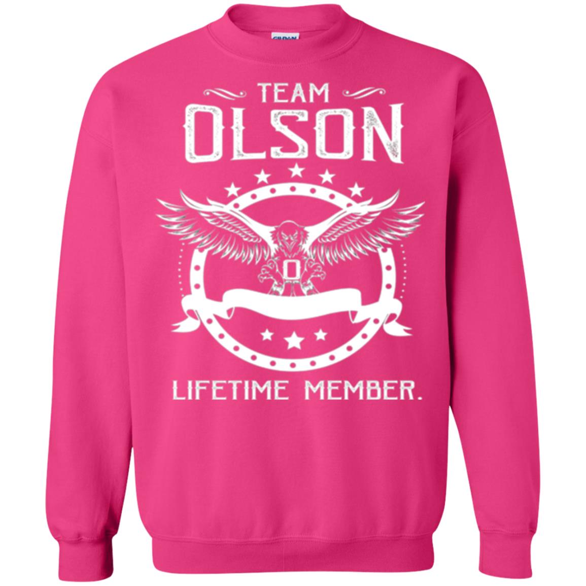 Family T-shirt Team Olson Lifetime Member Heliconia