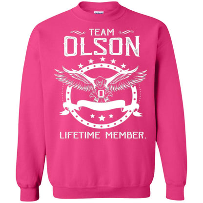 Family T-shirt Team Olson Lifetime Member Heliconia