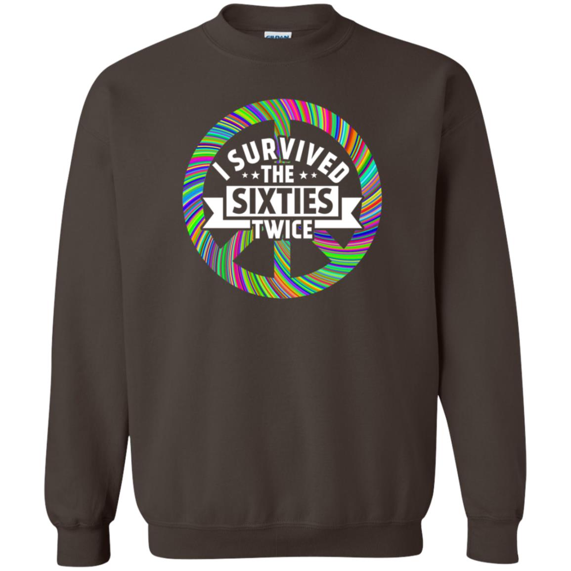 I Survived The Sixties Twice Peace Symbol Birthday Gift Shirt Dark Chocolate