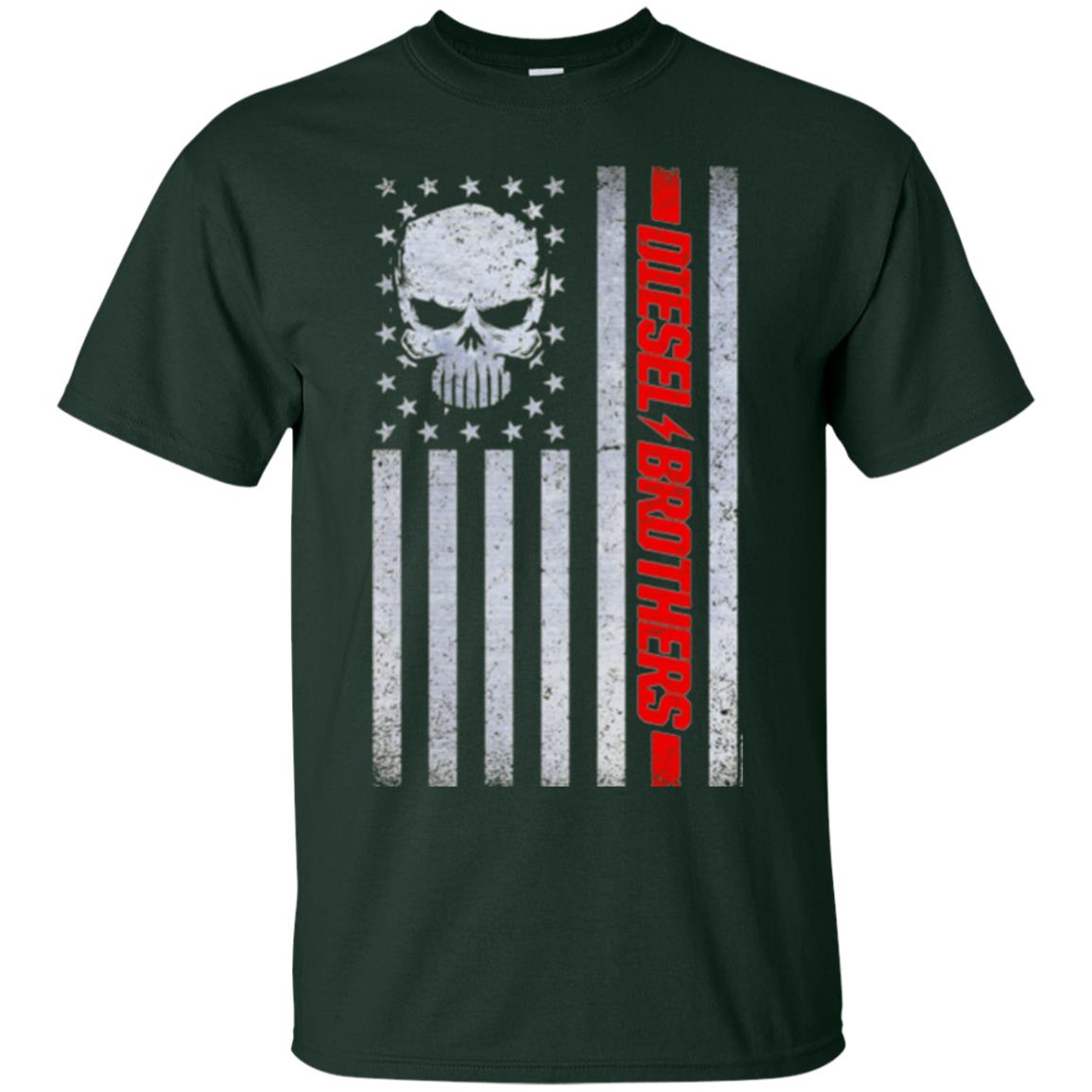 Grungy American Flag Skull T-shirt Diesel Brothers Forest Green