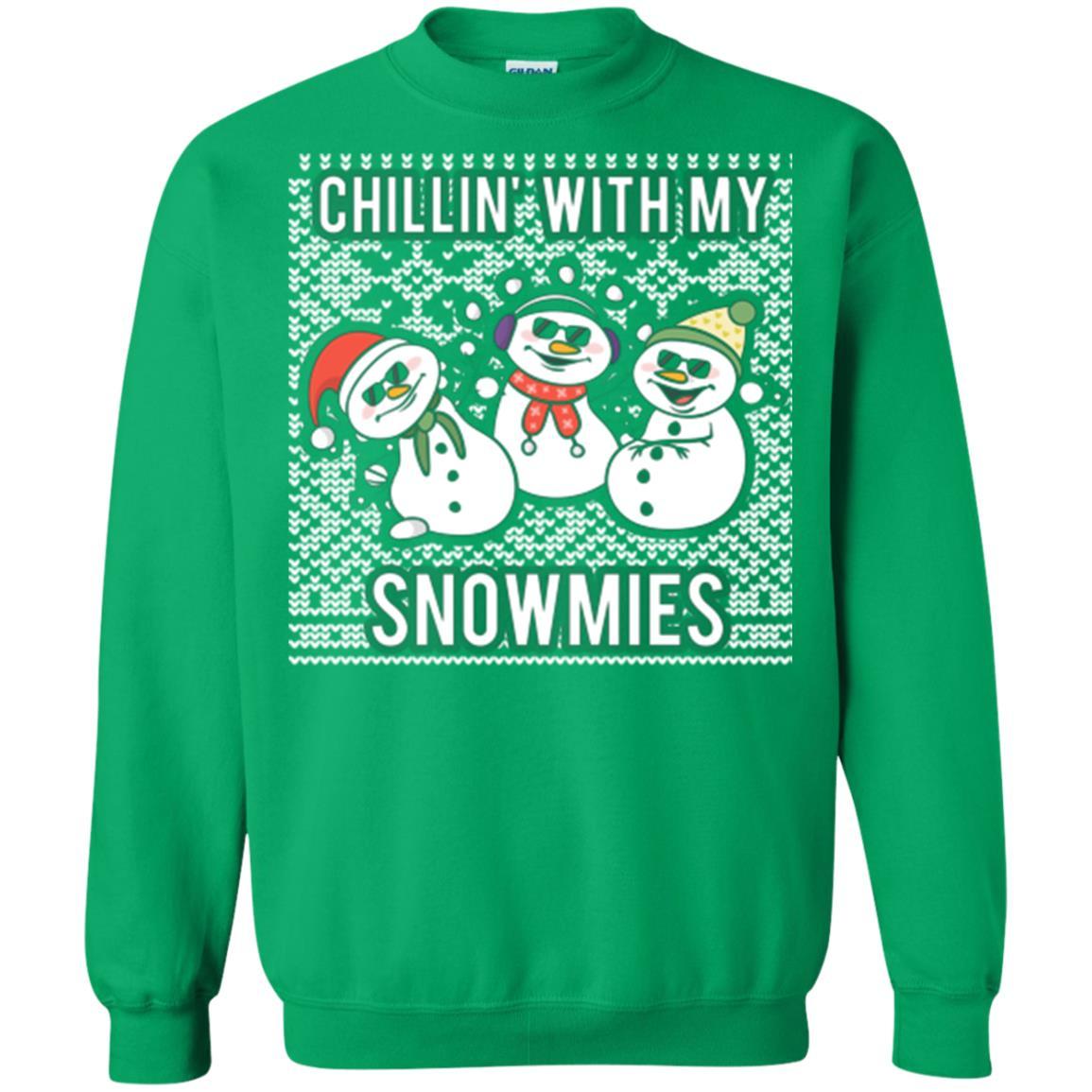 Christmas T-shirt Chillin' With My Snowmies Irish Green