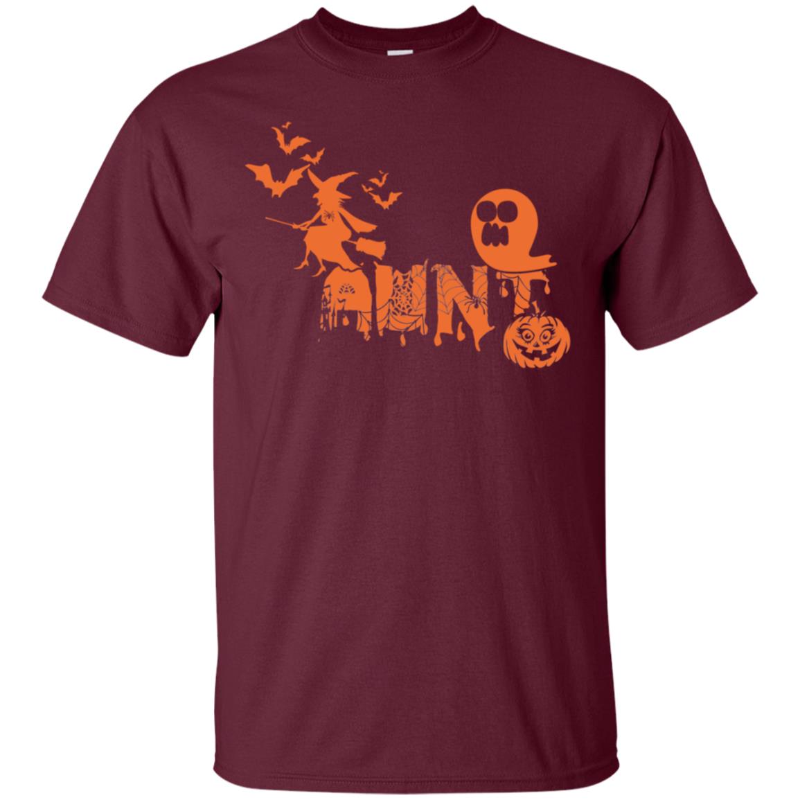 Halloween Pumpkin Aunt Auntie Family Shirt Maroon