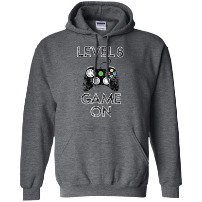 Kids Level 8 Game On 8th Birthday Gift T-shirt Dark Heather