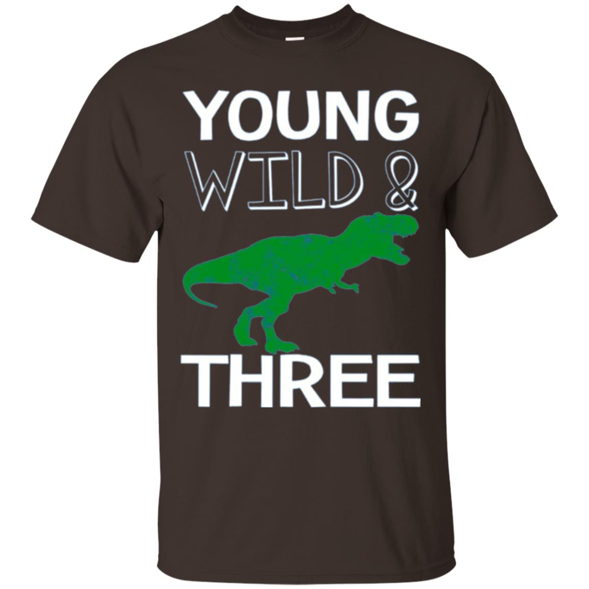 Dinosaur T-shirt Young Wild And Three Dark Chocolate