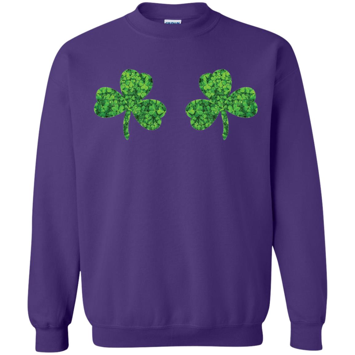 Shamrock Boobs Funny Saint Patrick_s Day T-shirt Purple