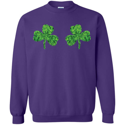 Shamrock Boobs Funny Saint Patrick_s Day T-shirt Purple
