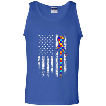 American Flag Distressed Autism Awareness T-shirt Royal