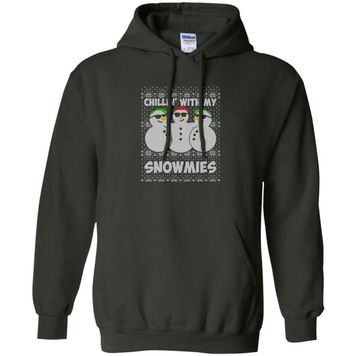 Christmas T-shirt Chillin With My Snowmies Forest Green