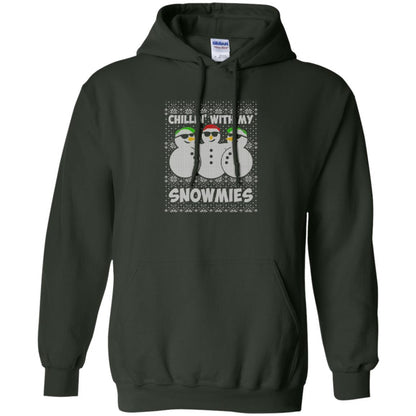 Christmas T-shirt Chillin With My Snowmies Forest Green