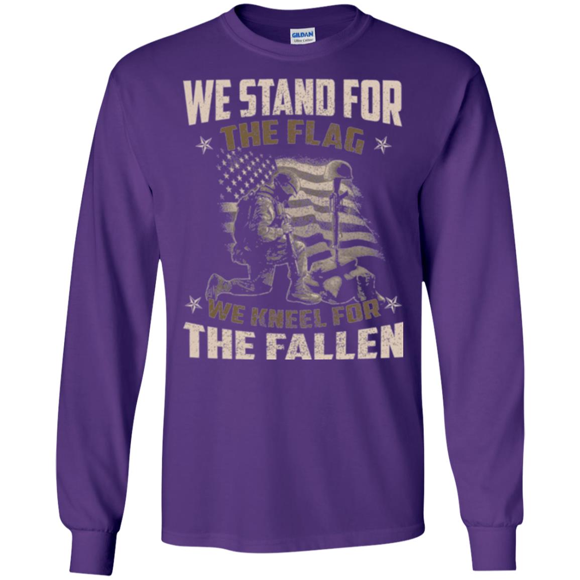 Stand For The Flag We Kneel For The Fallen Veteran T-shirt Purple
