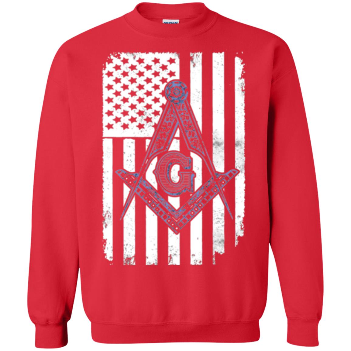 Freemason Usa Flag Logo Freemasonry America T-shirt Red