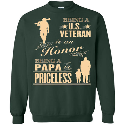 Papa T-shirt Being A U.s Veteran Forest Green