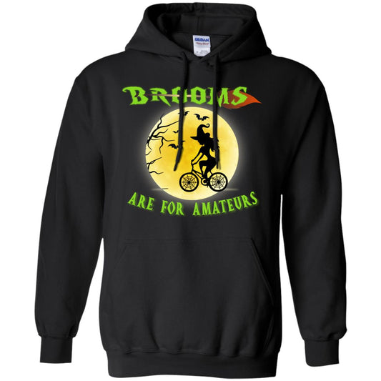 Brooms Are For Amateurs Witches Ride A Bicycle Funny Halloween Shirt Black