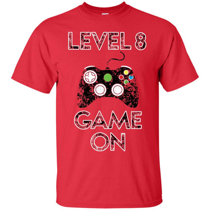 Kids Level 8 Game On 8th Birthday Gift T-shirt Red