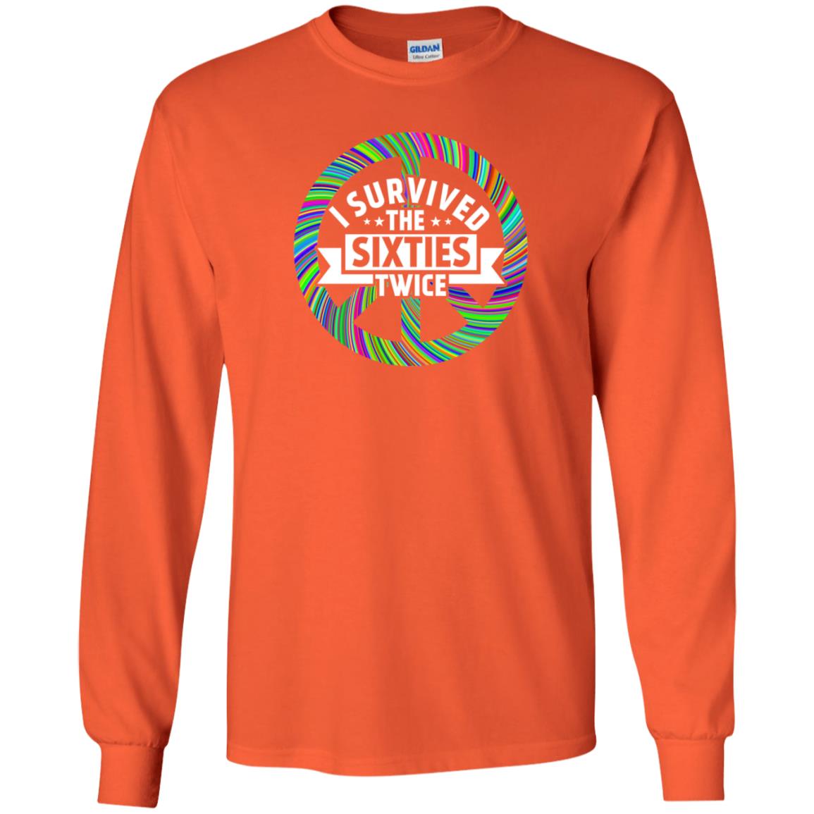 I Survived The Sixties Twice Peace Symbol Birthday Gift Shirt Orange