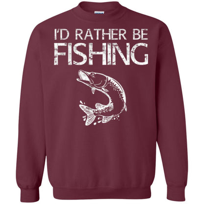 Fisherman T-shirt I'd Rather Be Fishing Maroon