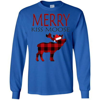 Christmas T-shirt Merry Kiss Moose Royal