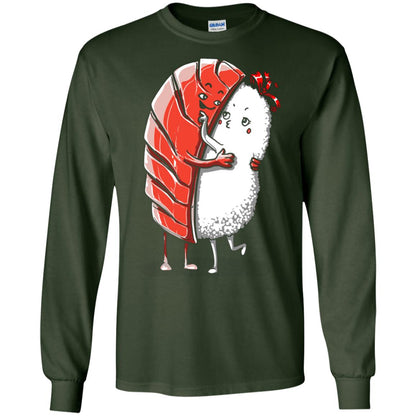 Sushi Lover T-shirt Salmon Sashimi Sushi Hug Love Forest Green