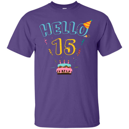 Hello 15 Fifteen Years Old 15th 2003s Birthday Gift Shirt Purple