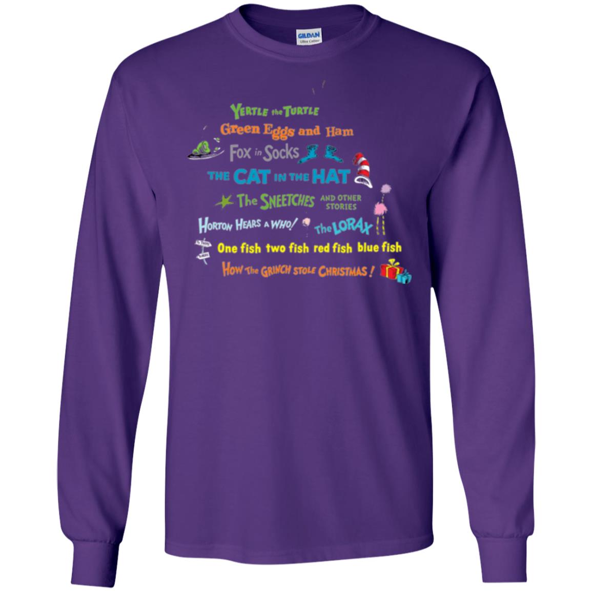 Dr. Seuss Book Title National Wear Red Day T-shirt Purple