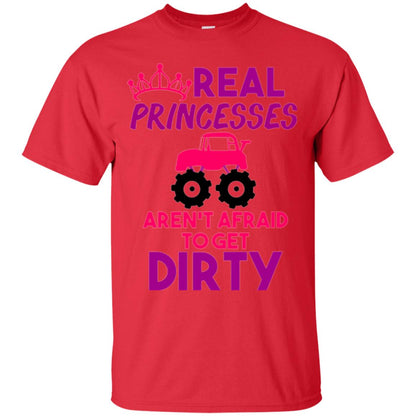 Monster Truck Girl T-shirt Real Princesses Get Dirty Red