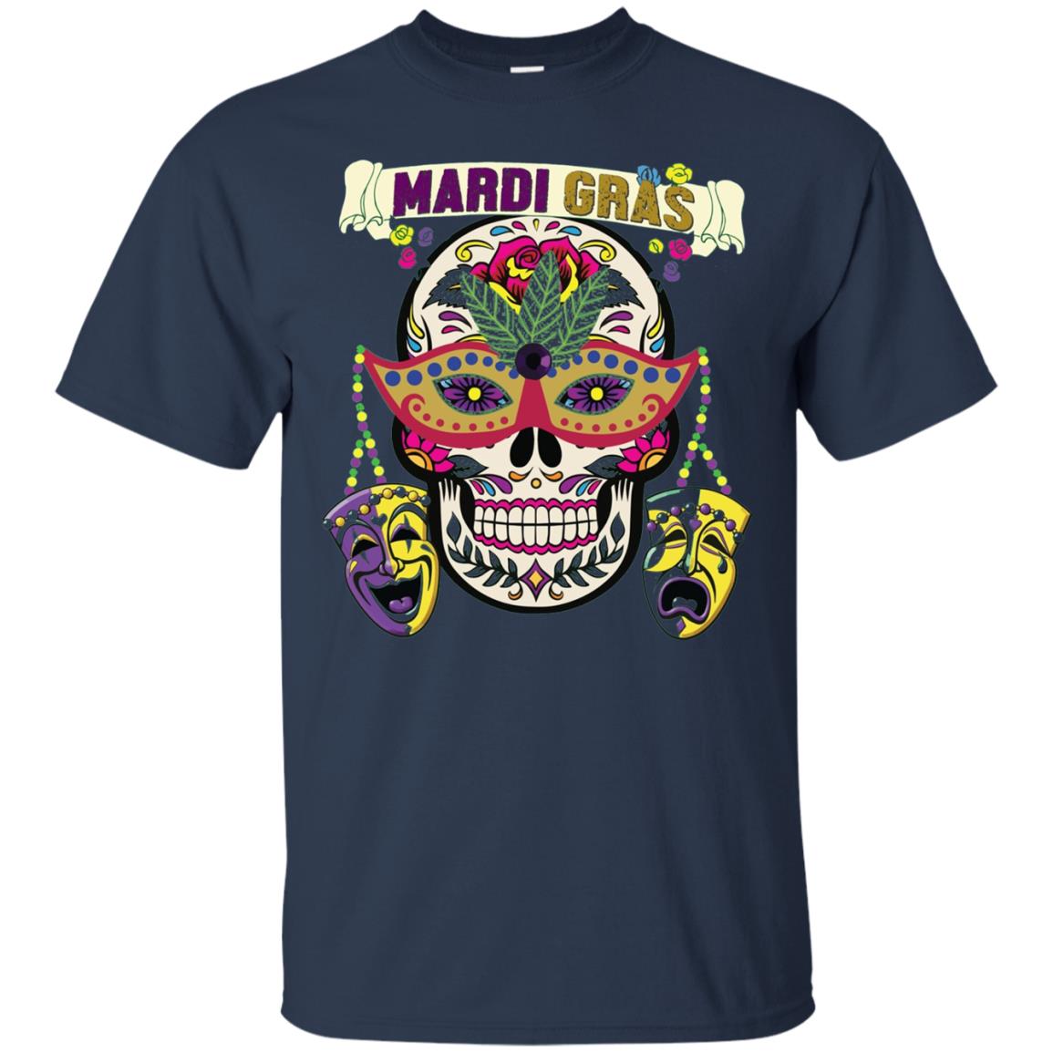 New Orleans Beads Skull Mardi Gras T-shirt Navy