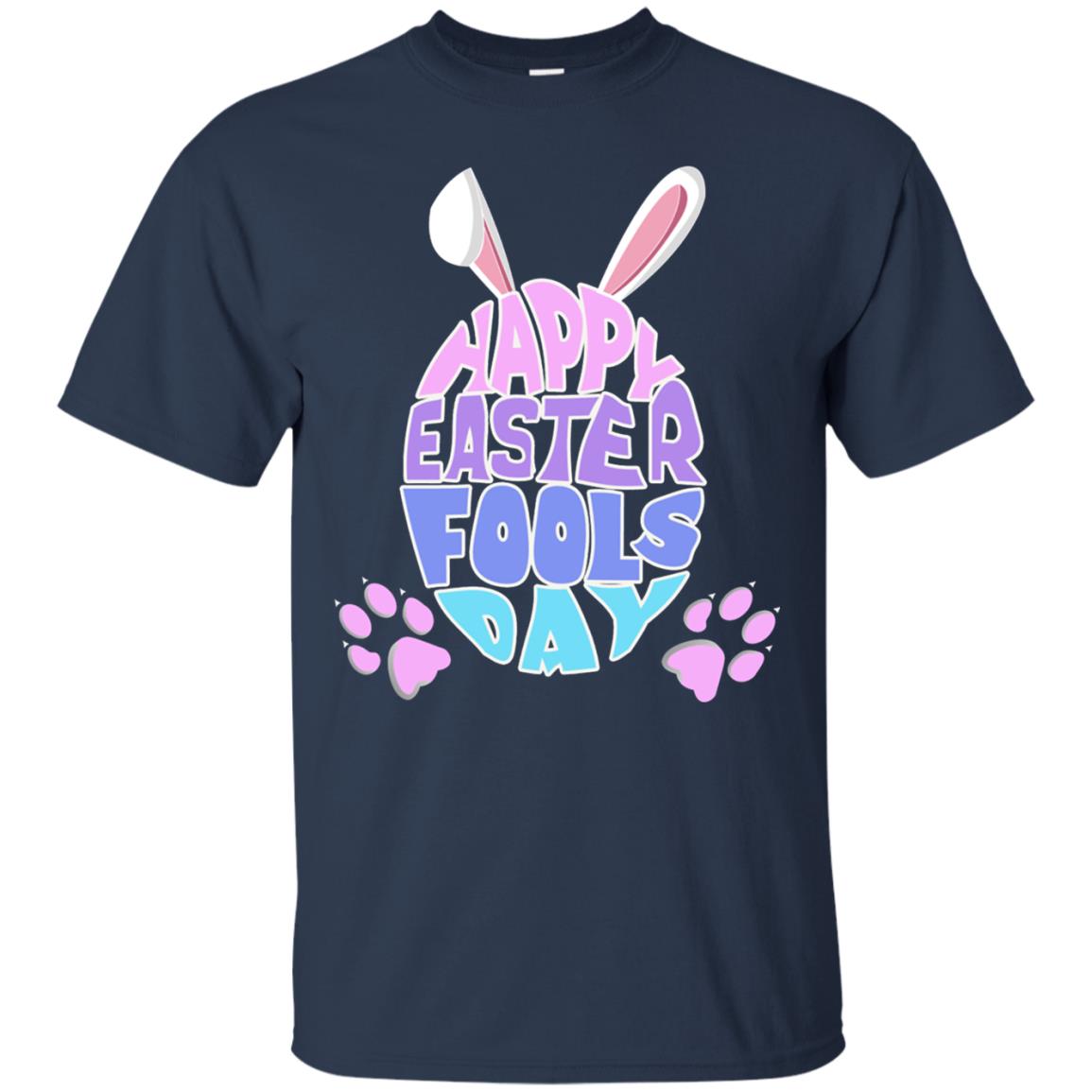 Happy Easter Fools Day Egg With Bunny Ears Shirt Navy