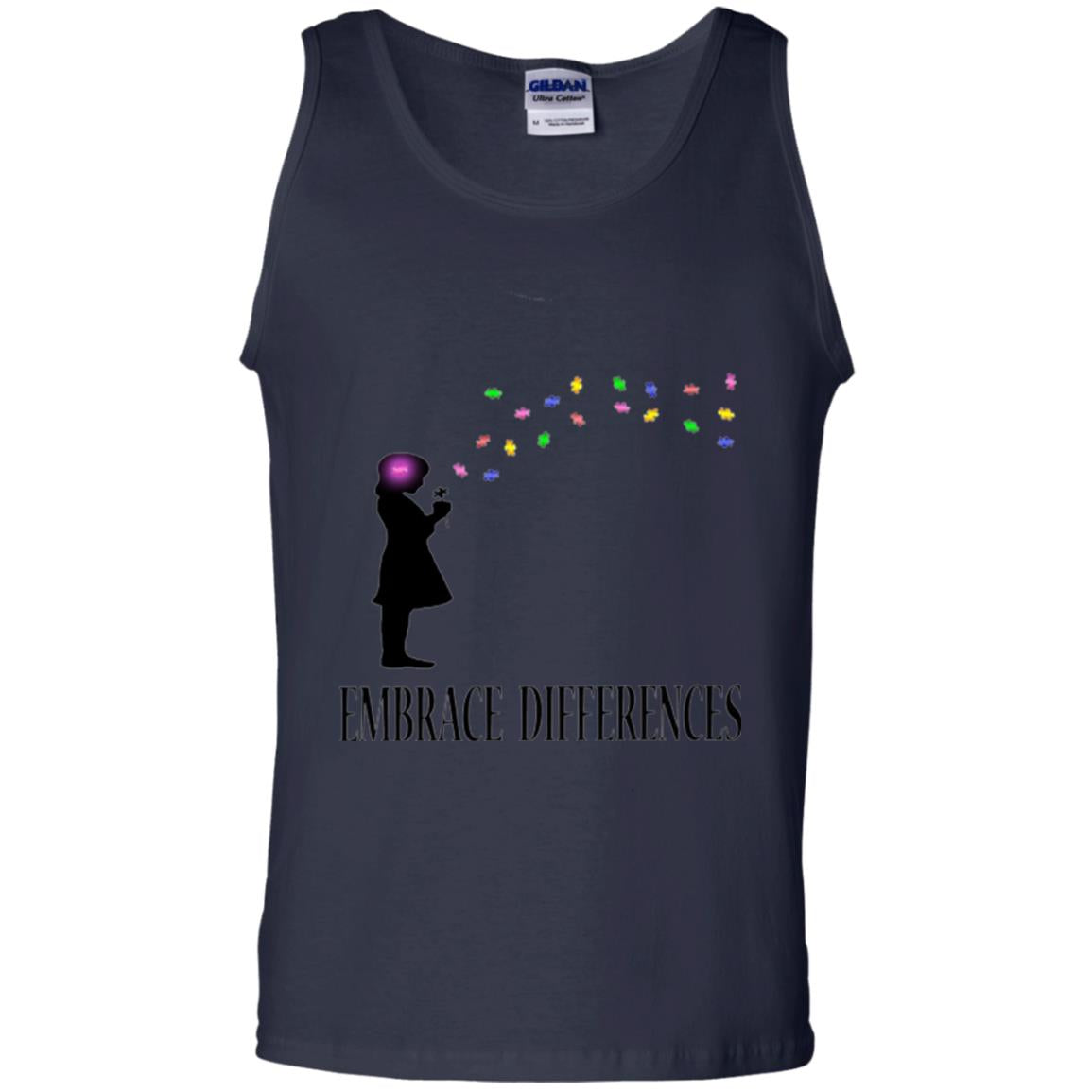 Autism Awareness T-shirt Embrace Differences T-shirt Navy