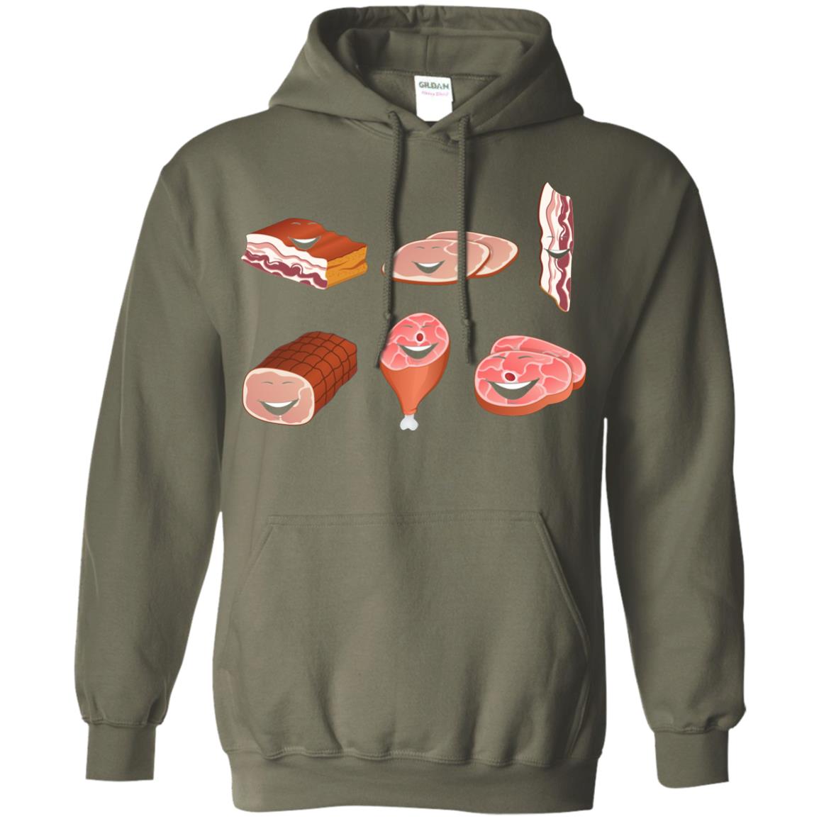 Funny Bbq T-shirt Meat Family Military Green