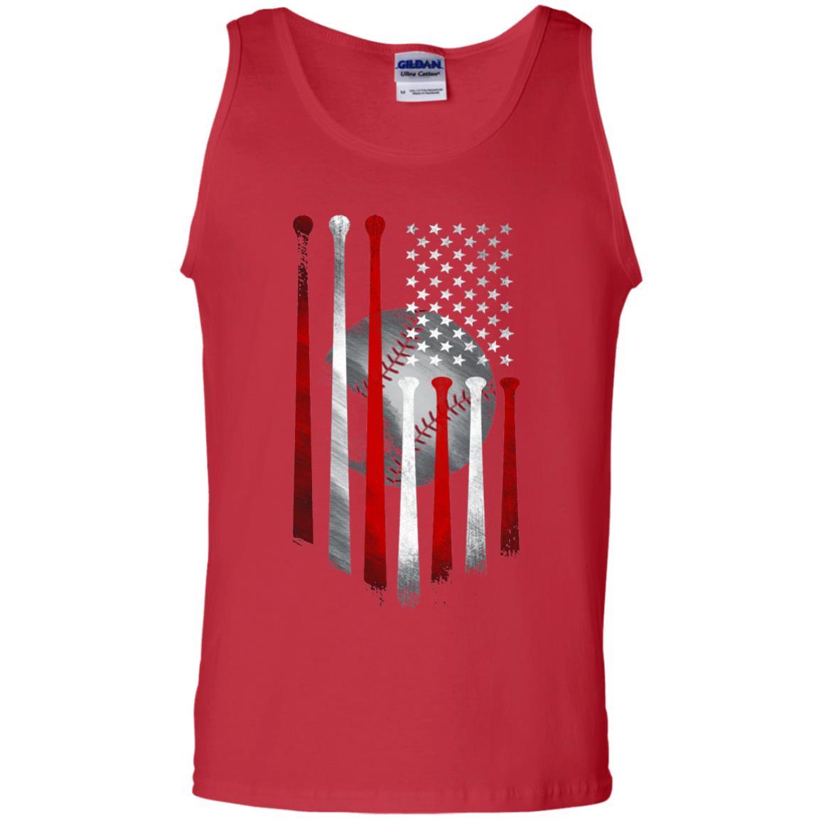 American Flag Baseball Flag Baseball Lover T-shirt Red